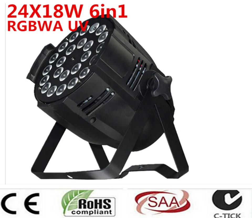 6 unids 24x18 Вт RGBWA+ UV 6в1 DMX светодиодный прожектор для диджея iluminacion 6в1 rgbwa uv llevo luz de la igualdad dj dmx luz