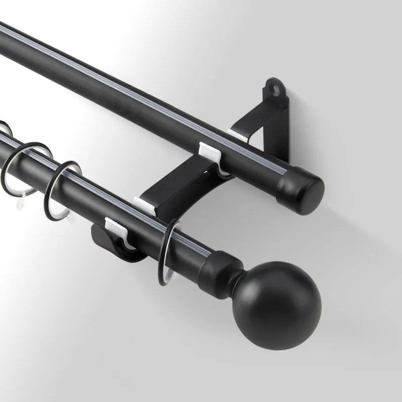 double rod 1 Алюминиевый сплав карниз Римский полюс Белый Черный карниз для занавесок для гостиной без ржавчины высокая твердость Аксессуары для штор - Цвет: double rod 1