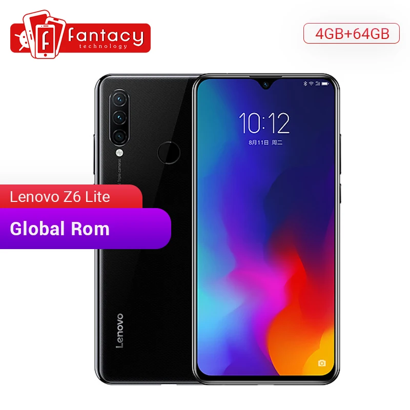 Lenovo Z6 Lite с глобальной прошивкой, 6 ГБ, 64 ГБ, восьмиядерный смартфон Snapdragon 710, экран 6,3 дюйма, тройная камера, быстрая зарядка, Android 9,0
