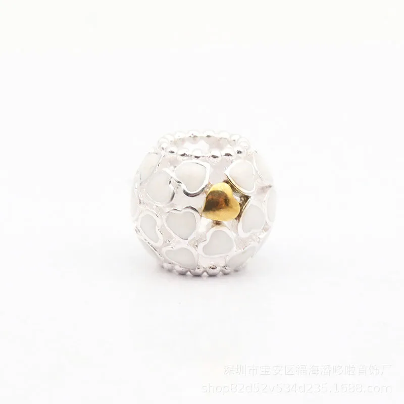 LOZRUNVE charms silver 925 original 2018 sterling sieraden white epoxy hearts bead for jewelry making wholesale | Украшения и
