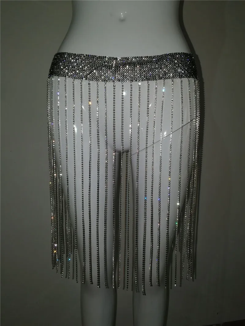 2018 Glitter Gold Diamonds Mini Skirt sexy Bodycon Sequin Tassel Crystal women shinning Party Club Skirts Birthday Outfits | Женская