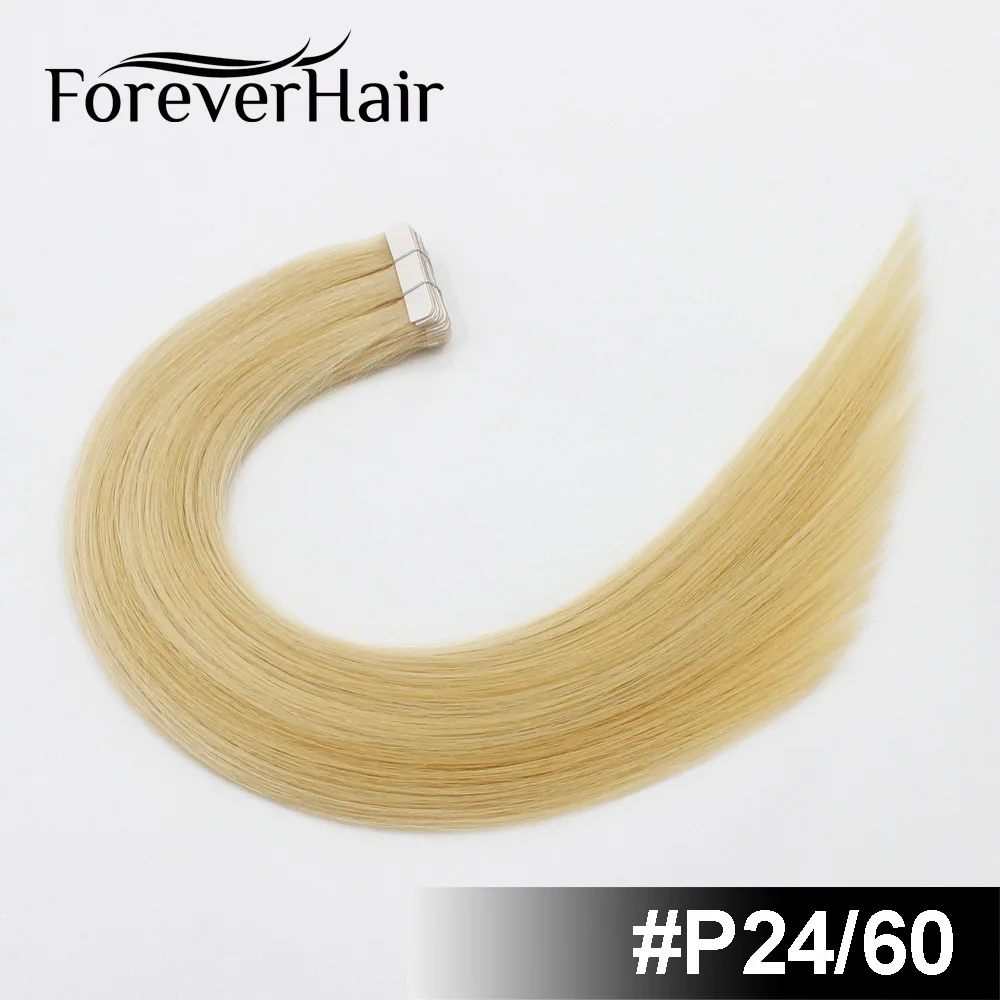FOREVER HAIR, 2,0 г/шт., 16 дюймов, 18 дюймов, 20 дюймов, натуральные человеческие волосы для наращивания, пепельный блонд, Европейская кожа, уток, волосы remy для наращивания, 40 г/ПАК - Цвет: P24/60 #