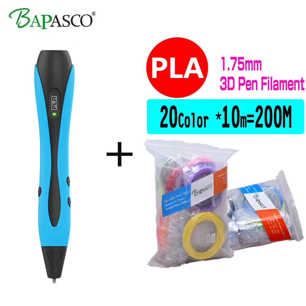 BAPASCO 3D ручки/3D граффити ручка один ключ Управление печать Ручка + 200 м PLA пластмасс
