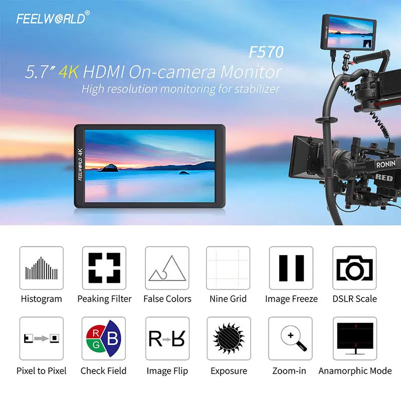 FEELWORLD F570 5 7 дюйма 4K монитор на камере с HDMI входом/выходом IPS Full HD 1920x1080 | Электроника