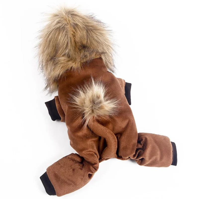 HOOPET собака одежда милый маленький лев Комбинезоны четыре ноги теплые мягкие