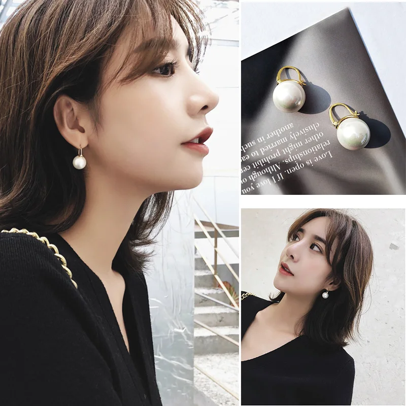 Модные серьги с искусственным жемчугом для женщин золотого цвета элегантная