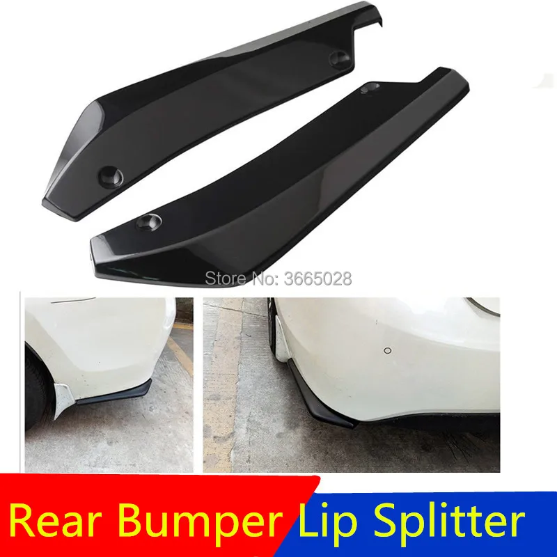

2 Pcs Universal Car Rear Bumper Lip Splitter Fins Spoiler Protector Black