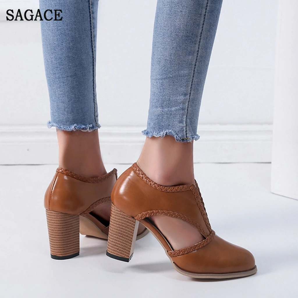 SAGACE женские туфли лодочки на высоком каблуке в стиле ретро и римском с острым