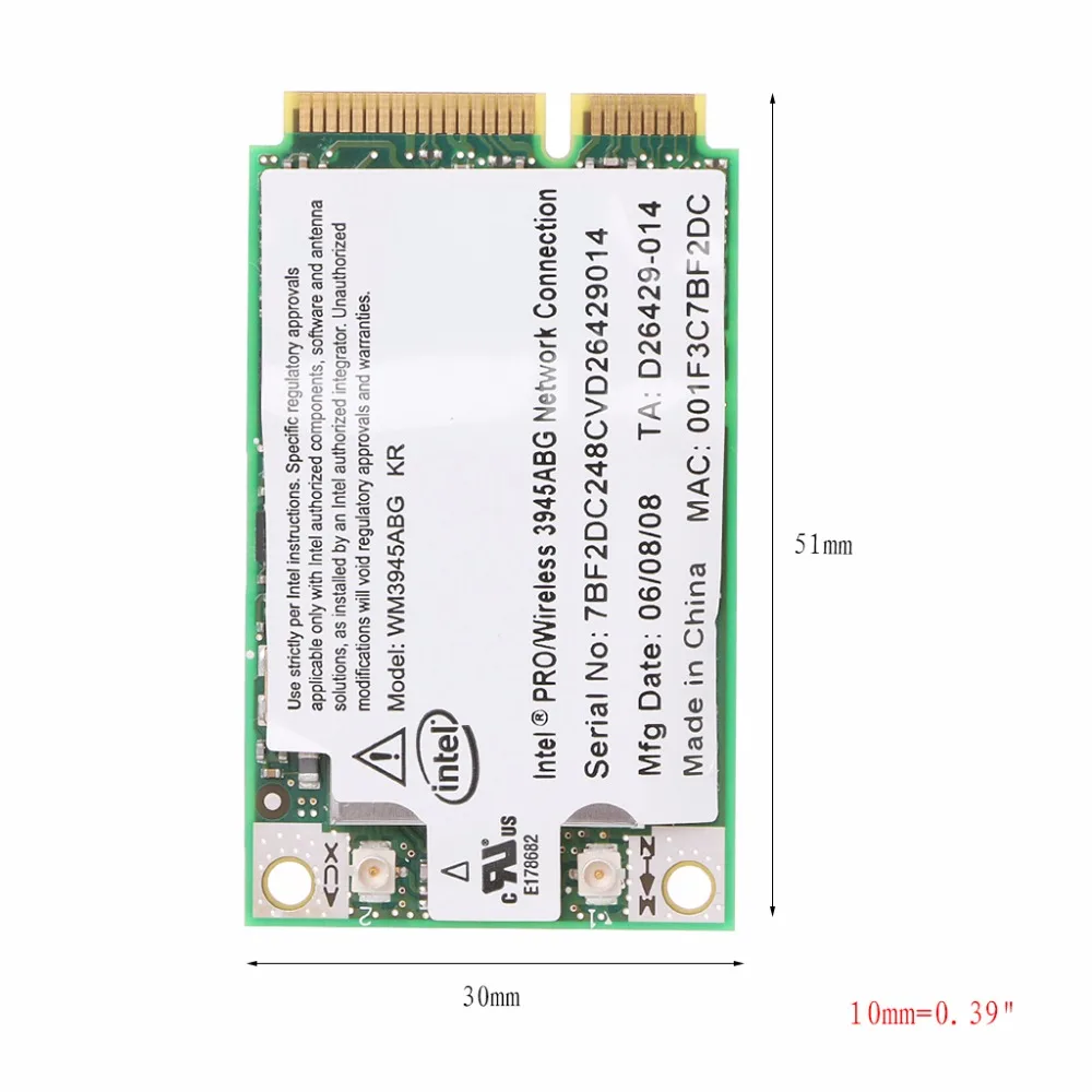 

WM3945ABG Mini PCI-E Wireless Card 54M 802.11A/B/G For Dell for ASUS Laptop New C26