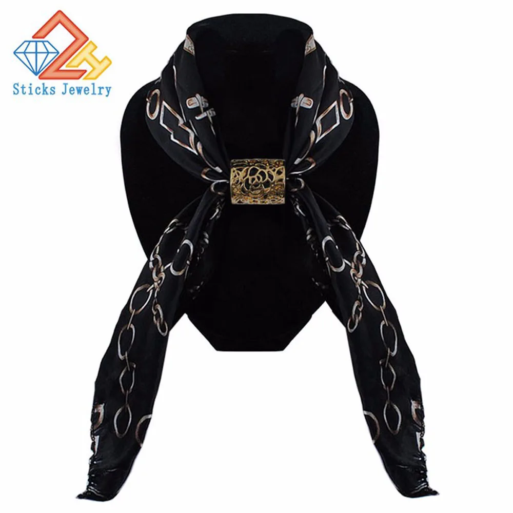 Kc золотой шарф броши для женщин плетеная полоска брошь булавки пряжка шаль шарфы