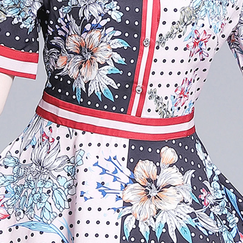 2019 новые женские платья с принтом платье Выходное рукавом отложным воротником |