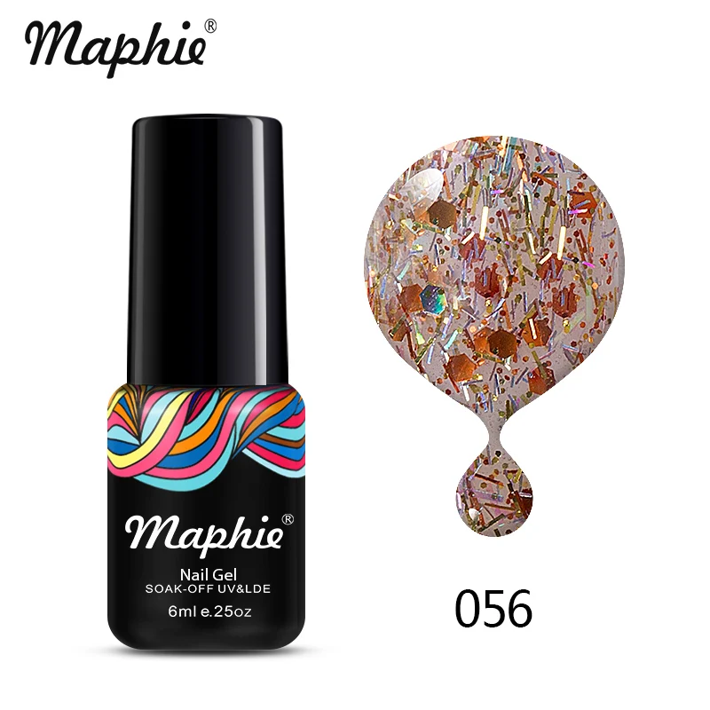 056 Maphie 6 мл бриллиантовый блеск с ультрафиолетовым свечением Гель-лак для ногтей великолепный блеск светодиодный лак для ногтей лак для нейл-арта розовый цвет УФ Гель-лак для ногтей - Цвет: 056