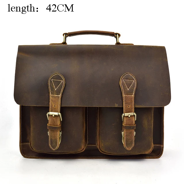 brown1(42cm) Мужской кожаный деловой портфель, чехол для ноутбука, Профессиональный Портфель руководителя, органайзер, сумка-мессенджер - Цвет: brown1(42cm)