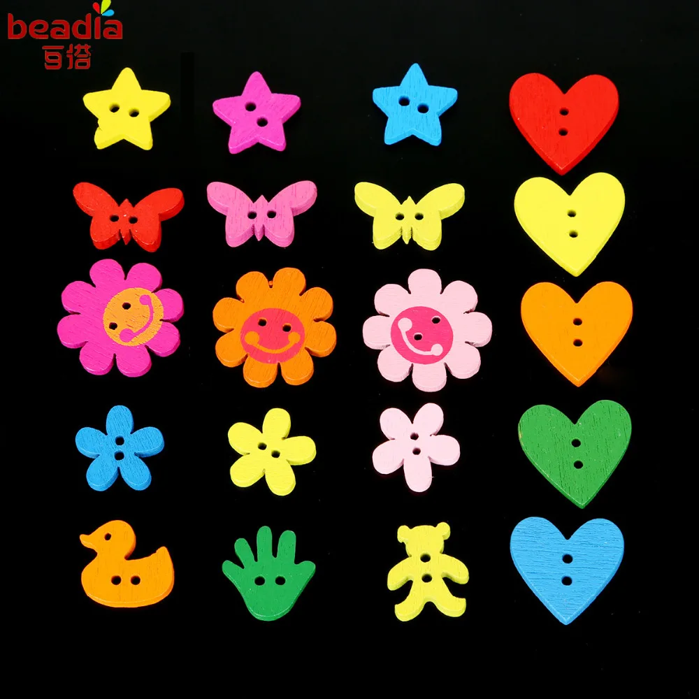 100 шт. деревянные декоративные пуговицы с двумя отверстиями | Дом и сад