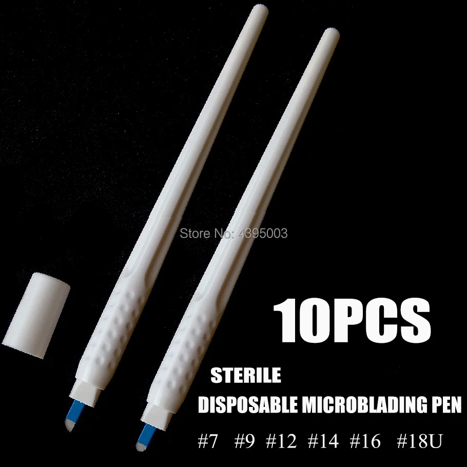 

10pcs Sterilized Professional Microblading Disposable Tattoo Pen With Manual Line Eyebrow Tattoo 9pins /12pin /U18 Blades Tools
