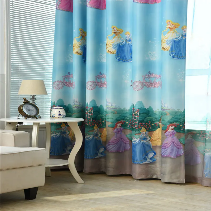 Розовые зеленые занавески с мультяшным рисунком для девочек принцесса детская