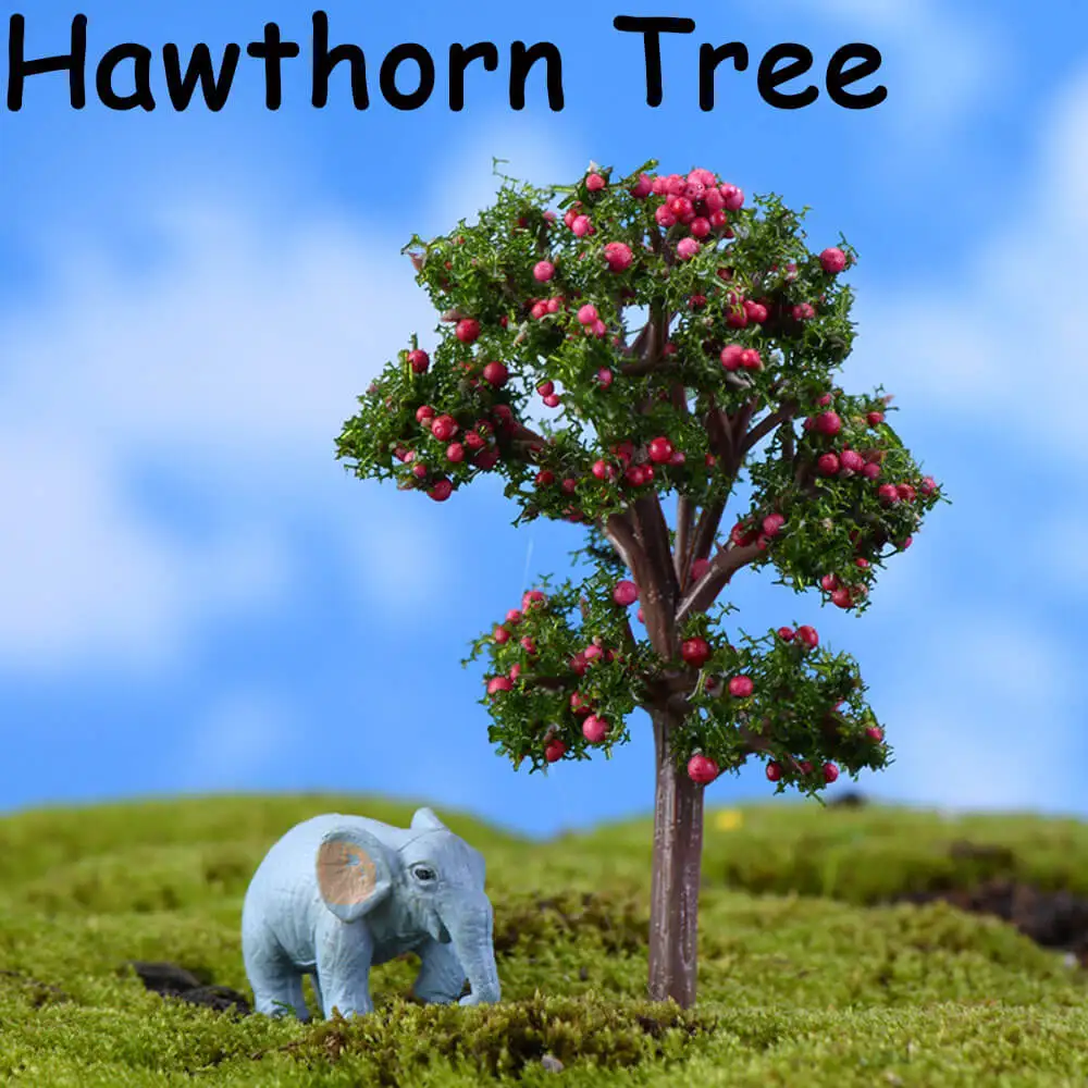 hawthorn tree 2 шт. 8 типов мини-дерево миниатюры микро пейзаж смолы ремесла фигурка бонсай садовый Террариум принадлежности сказочные садовые украшения - Цвет: hawthorn tree