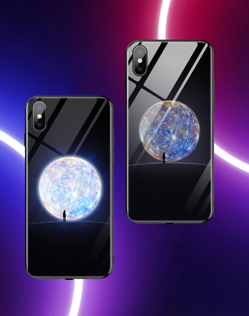 EKIND animal series чехол из закаленного стекла для телефона для iPhone X XS XSMAX светодиодный логотип мигающий стеклянный чехол для iPhone защитный чехол для телефона