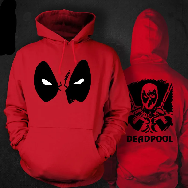 Мужская толстовка с капюшоном deadpool красный и черный костюм для взрослых одежда