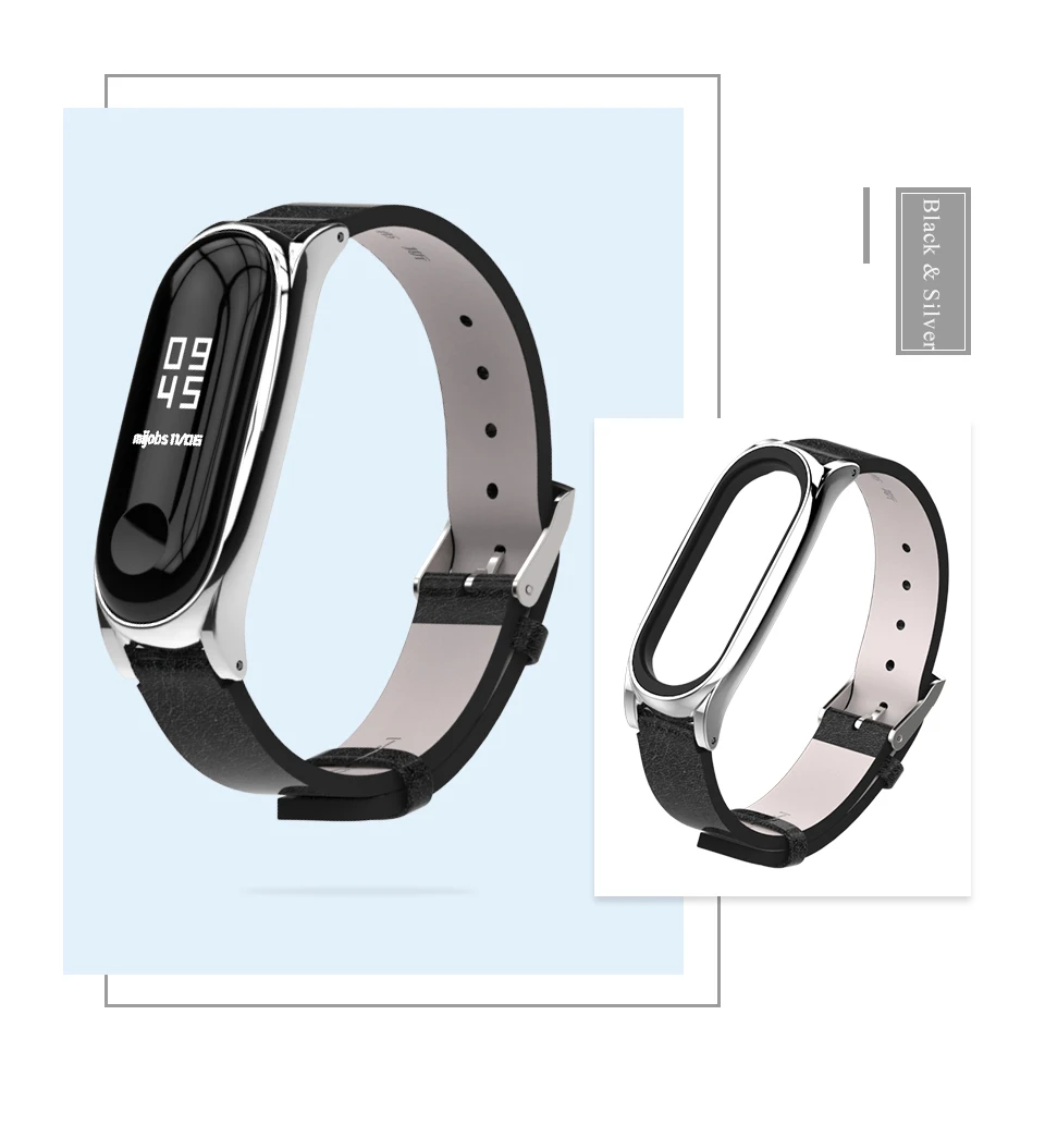 Mi jobs mi Band 4 Кожаный ремешок на запястье металлический чехол для mi band 4/3 сменный ремешок подходит для Xiaomi mi Band 4 mi Band 3