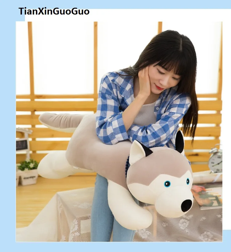 large 70cm stuffed toy prone husky dog plush soft doll throw pillow Christmas gift h2020 | Игрушки и хобби