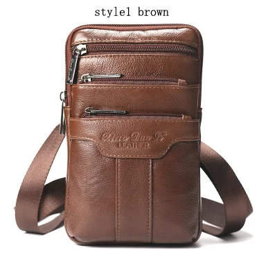 style1 brown Золотые коралловые сумки-мессенджеры из натуральной кожи для мужчин сумка на плечо мужские дорожные поясные сумки Fanny комплект для мобильного телефона сумка сумки - Цвет: style1 brown