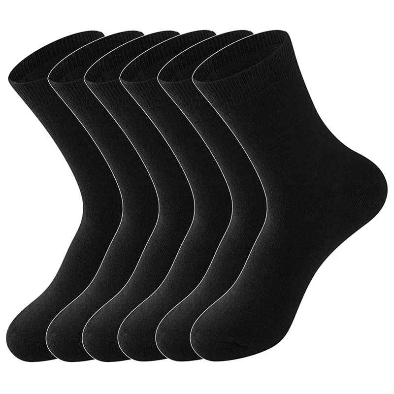 6 Pair Black LifeWheel Высокое качество для мужчин и женщин хлопок дышащая Повседневная Деловая одежда до середины икры носки для черный белый серый Бег Спорт уютные - Цвет: 6 Pair Black