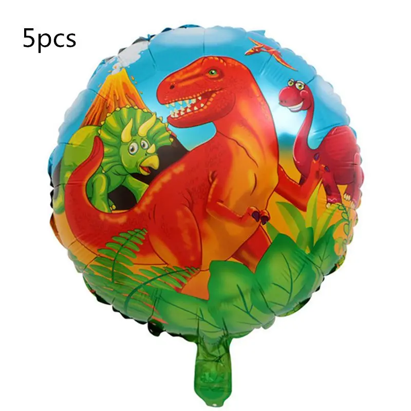 Balloons 5pcs 16 шт./компл. с рисунком динозавра из мультфильма для капкейка-Happy День рождения украшения Дети сувениры динозавр вечерние торт флаг детского дня рождения - Цвет: Balloons 5pcs