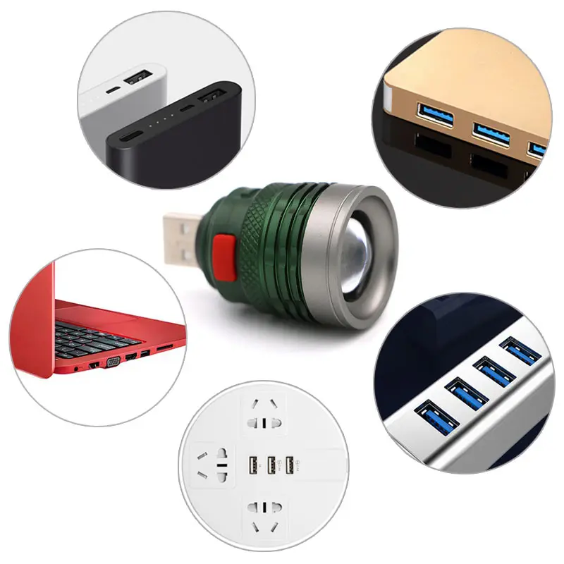 Хит продаж 3 режима Мини Тактический USB флэш светильник фонарь масштабируемый