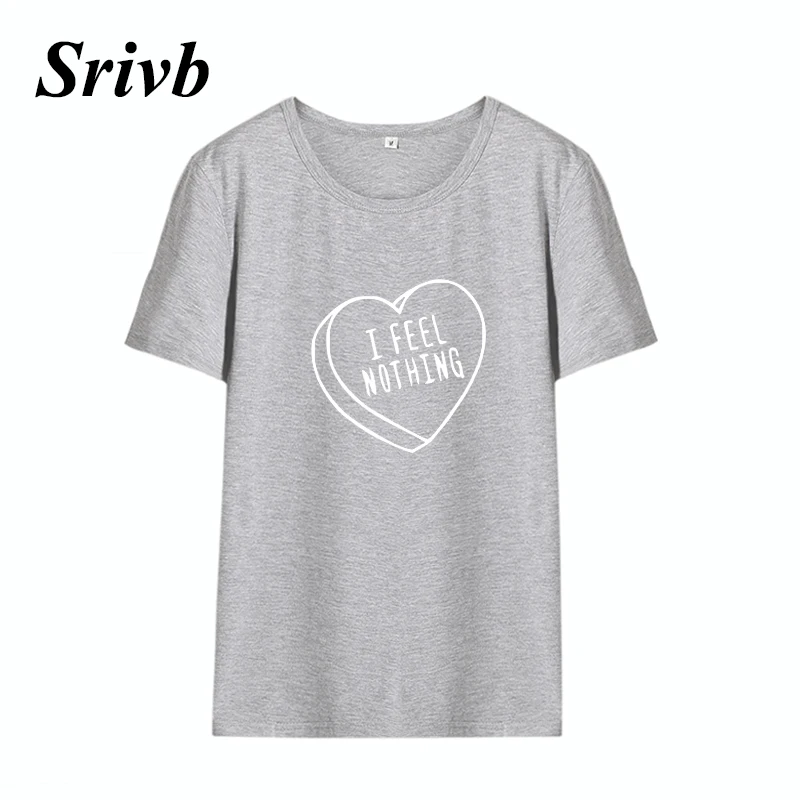 Женская футболка в стиле панк рок Srivb I Feel Nothing tumblr хлопковая Футболка с рисунком
