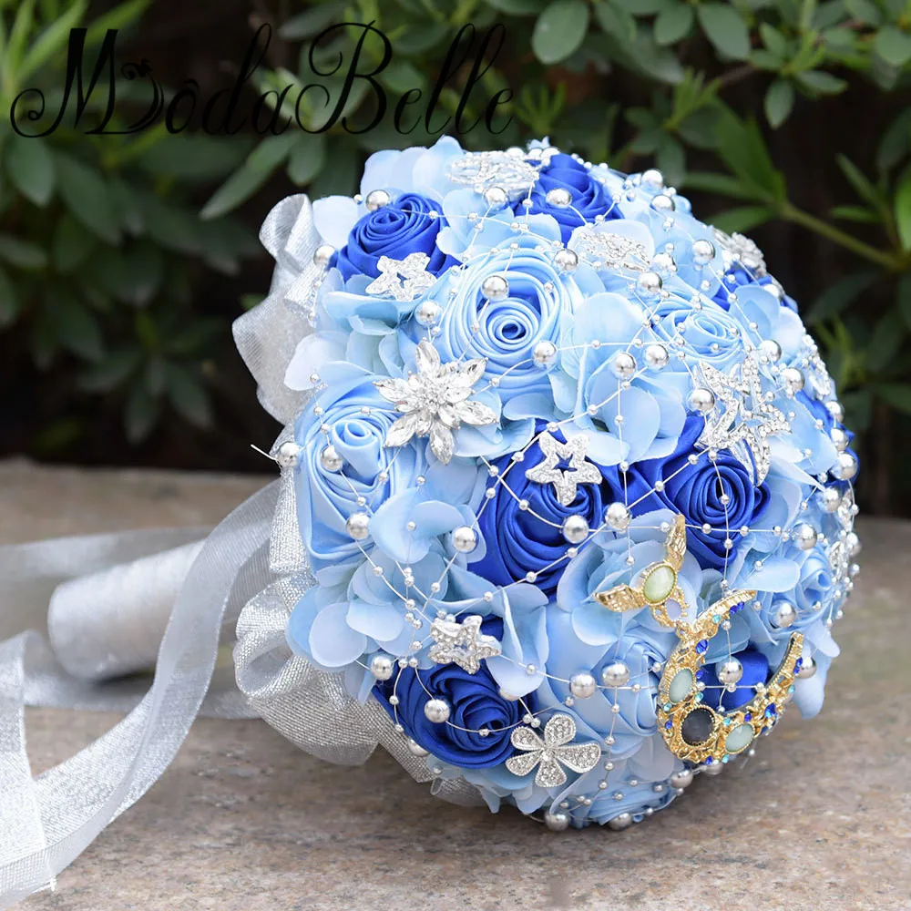 Свадебные букеты Modabelle 7 цветов свадебные с кристаллами Королевского синего