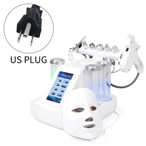 US Plug 8 в 1 Гидра Дермабразия РФ био светильник спа машина для лица струя воды гидро Алмазная пилинг микродермабразия косметическое устройство - Цвет: US Plug