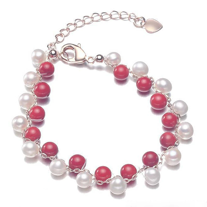 Модный Белый Пресноводный браслет жемчуга из натурального Keratoisis для женщин