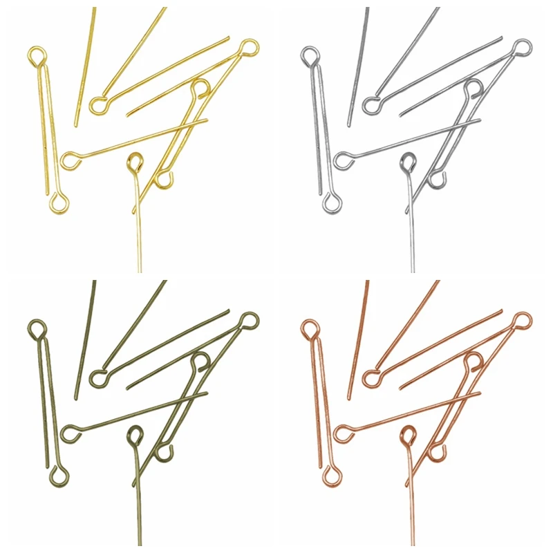 

500g 1.6~5.0cmx0.7mm mix iron eyepins for jewelry making diy accessories finding, nickel free, Metal color