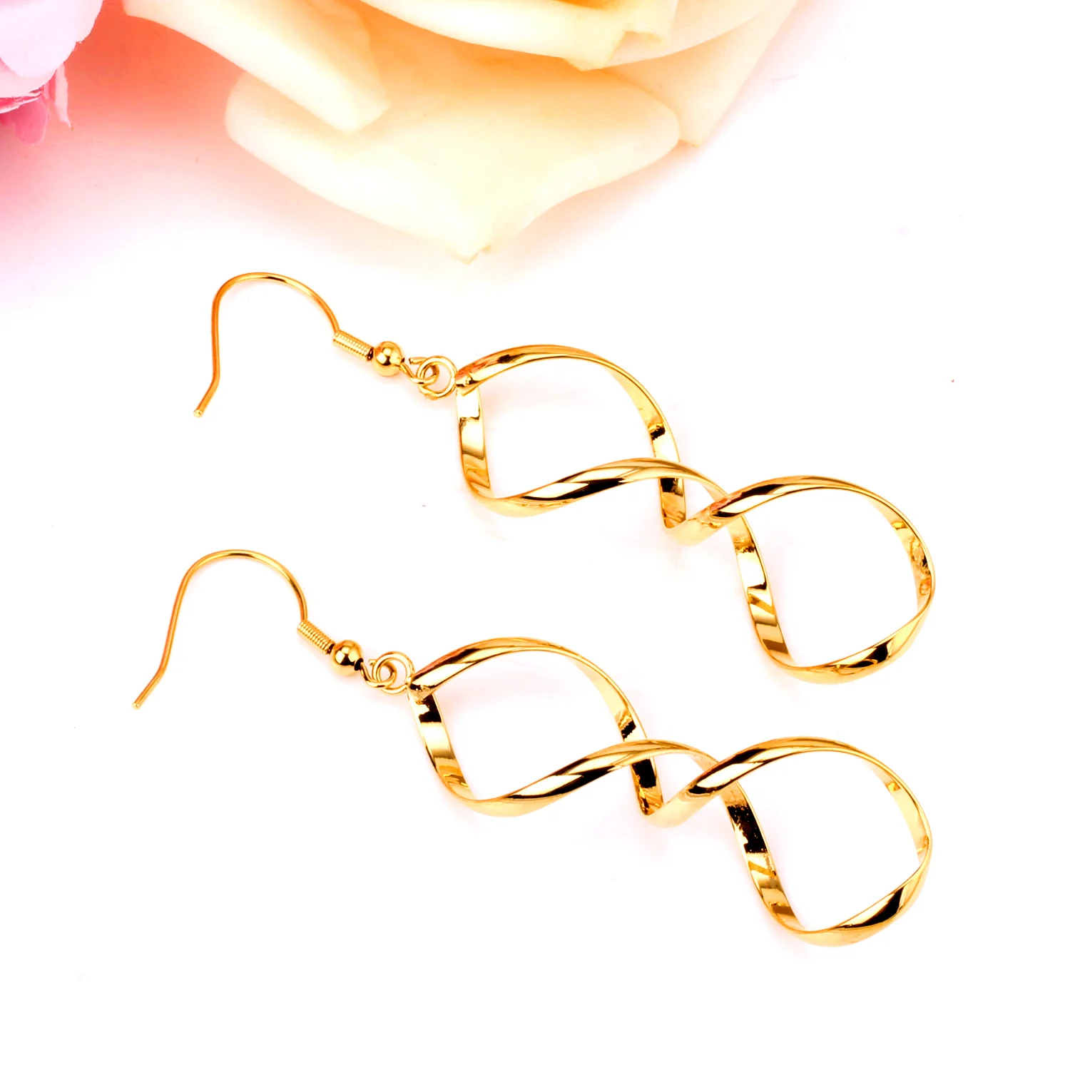 Серьги клипсы LUXUSTEEEL из нержавеющей стали уникальный стиль золотистого цвета