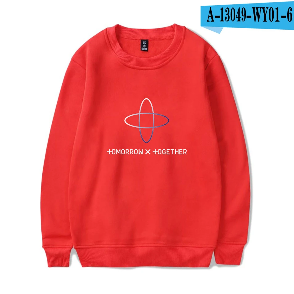 TXT классический крой унисекс Crewneck Толстовка с принтом с длинными рукавами Pollover - Цвет: Red