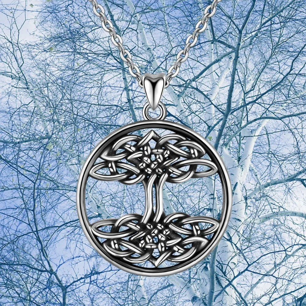 EUDORA, 925 пробы, серебряное, ирландское, кельтское, узел, дерево жизни, ожерелье с подвеской для мужчин и женщин, окисленное серебро, хорошее ювелирное изделие CYD193