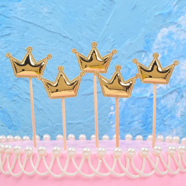 Gold Crown 5 шт. Микки и Минни Микки Маус голова торт Топпер флажки для кексов для предродовой вечеринки Мальчик Дети День рождения Свадебные украшения поставки - Цвет: Gold Crown