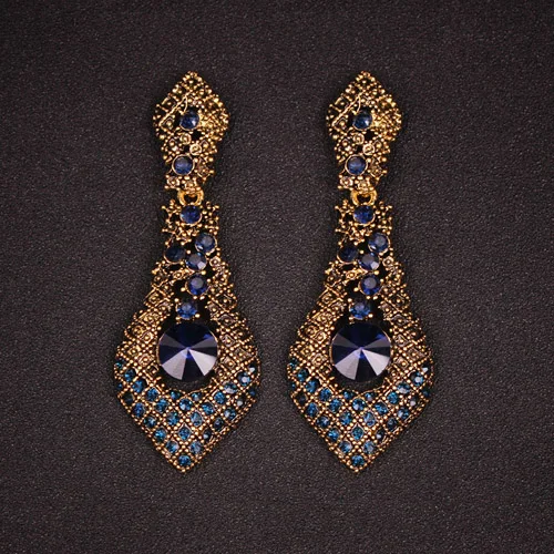 AG-blue stones Модные индийские Винтажные серьги для женщин, современные массивные серьги, женские большие висячие Висячие Серьги Brincos Boho, ювелирные изделия для ушей - Окраска металла: AG-blue stones
