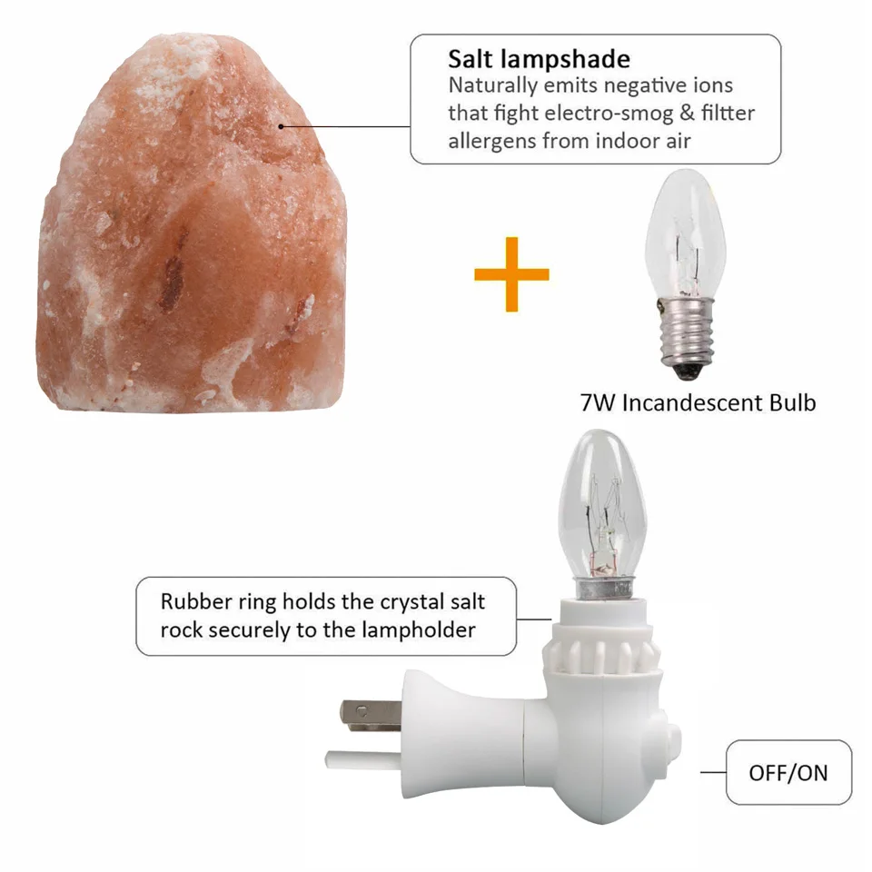 OYGROUP Salt Lamp Night Light Cylinder Natural Air Purifier Rock Rotatable For Aisle Bedroom Bedside Home #OY17NL | Лампы и освещение