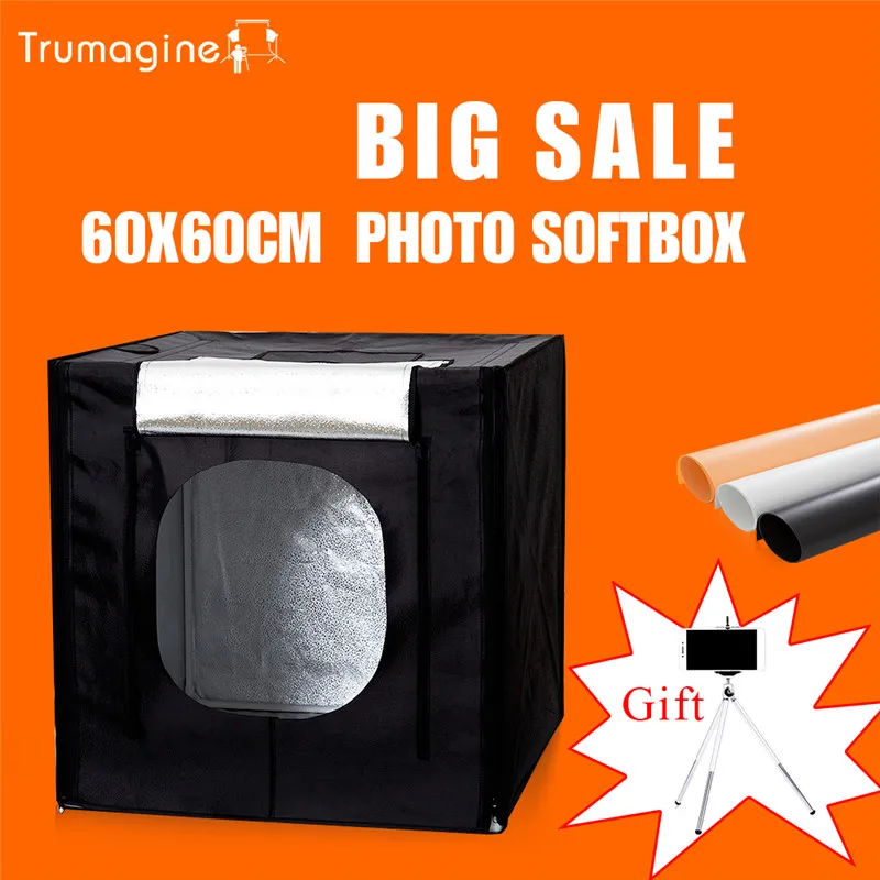 Светодиодный софтбокс 60*60*60 см для фотостудии Лайтбокс фотосъемки портативный