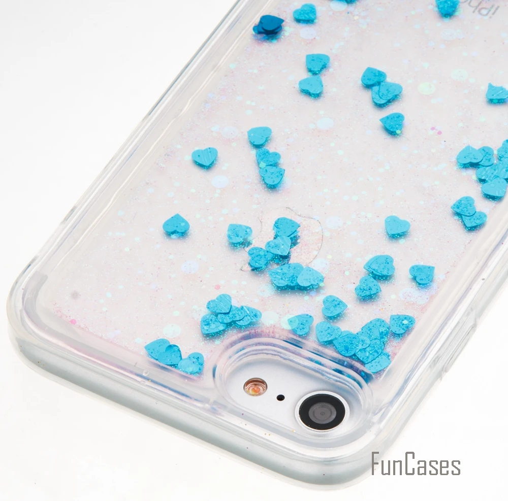 Coque Bling Love Heart Stars Мягкий ТПУ чехол для телефона iPhone 7 Funda Quicksand сотовый Чехол 7G Capinhas