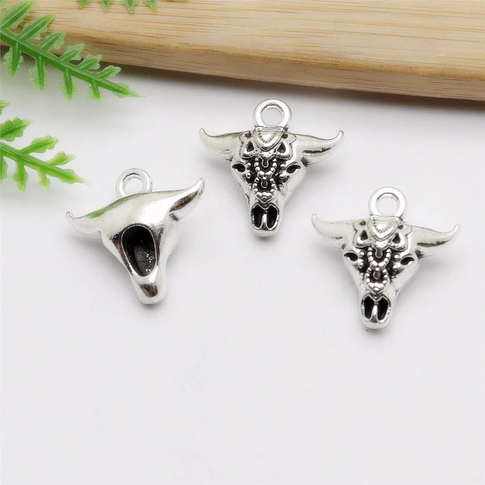 

Wholessale 40pcs/lot Vintage Silver Bull Charms fit DIY Bracelet Pendants Jewelry Making Jewelry Findings