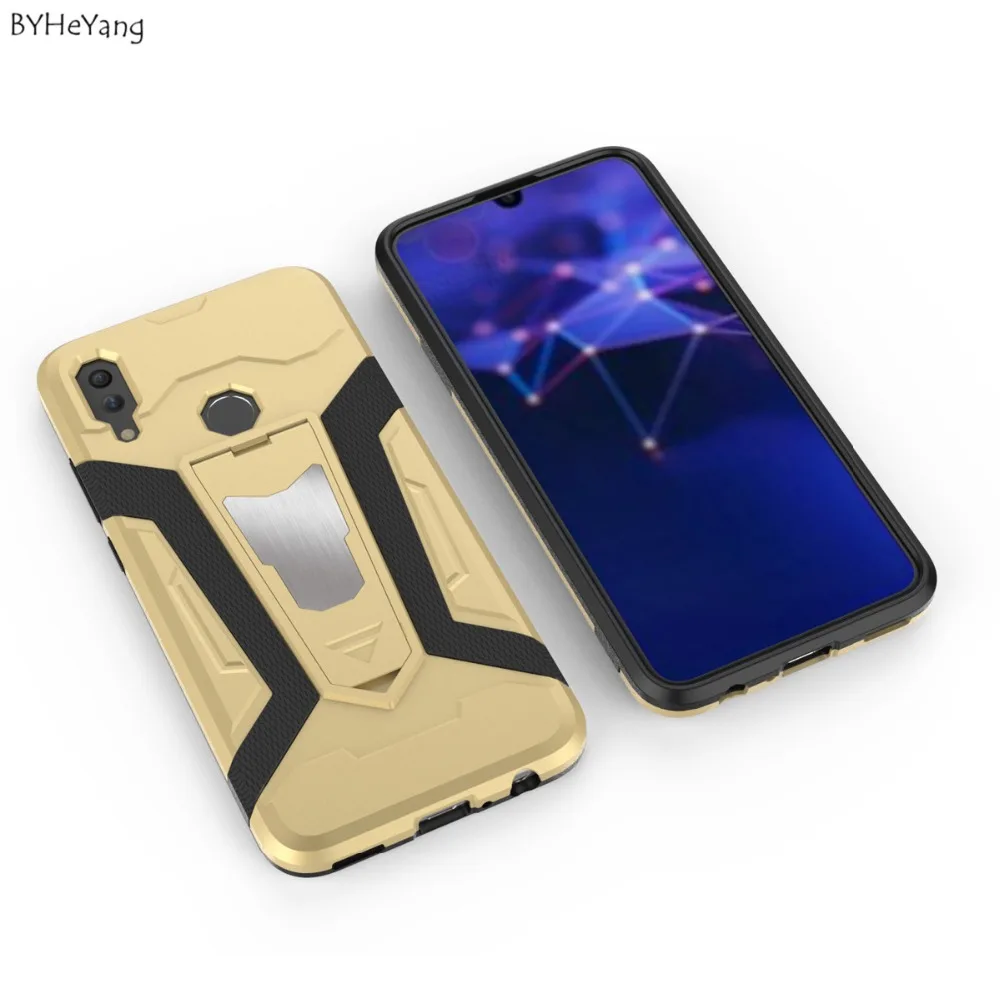 Роскошный бронированный чехол 6,21 ''для huawei P Smart чехол металлический кольцевой кронштейн задняя крышка 360 полный защитный Fundas Fit PSmart