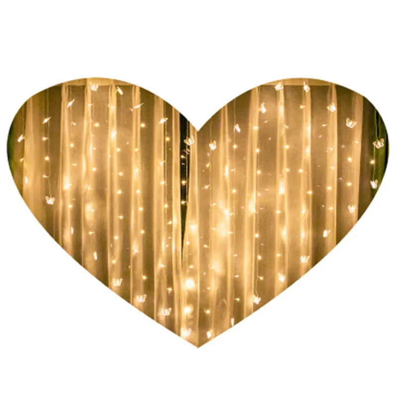1.4*2.5M LED Heart Light String Love Curtain Lamp Christmas Fairy Tale Lights Wedding Wreath 8 Modes Dimming Box | Освещение
