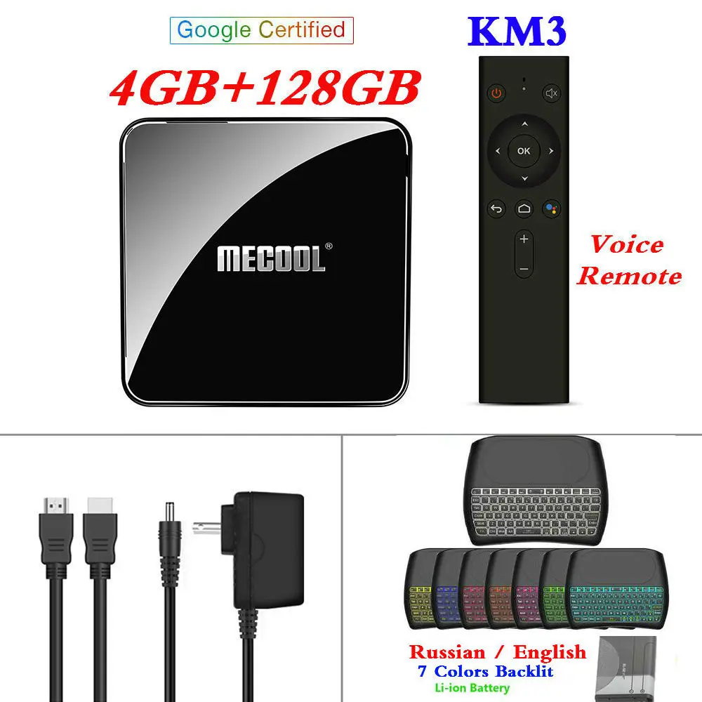 4GB128GB D8 Макс 4 Гб ОЗУ 128 Гб ПЗУ Mecool Android tv KM3 ТВ приставка Android 9,0 Google Сертифицированный S905X2 4K Smart медиаплеер KM9 PRO A tv 2G16G - Цвет: 4GB128GB D8