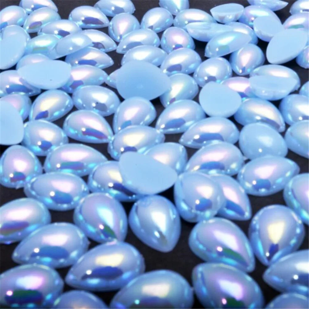 Lt Синий цвет AB свисающая форма слезы половинки жемчужных бусин россыпью сделай