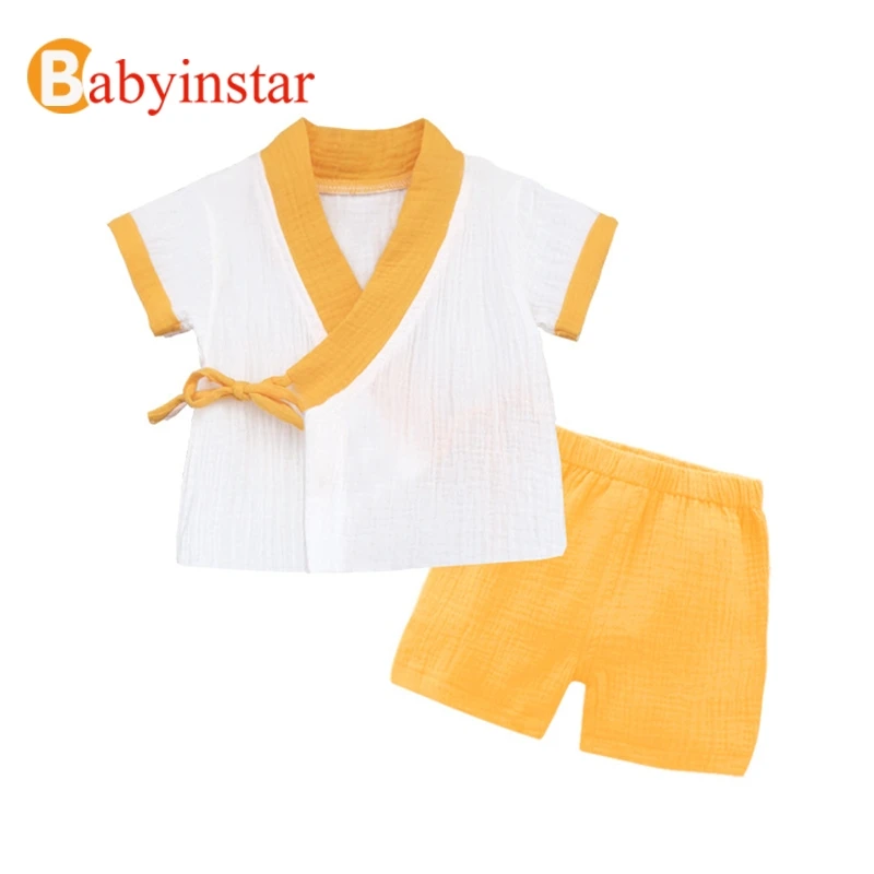 Babyinstar/ г. Новые хлопковые комплекты одежды для маленьких девочек Детская летняя модная одежда Комплекты из 2 предметов Топы+ верхняя одежда