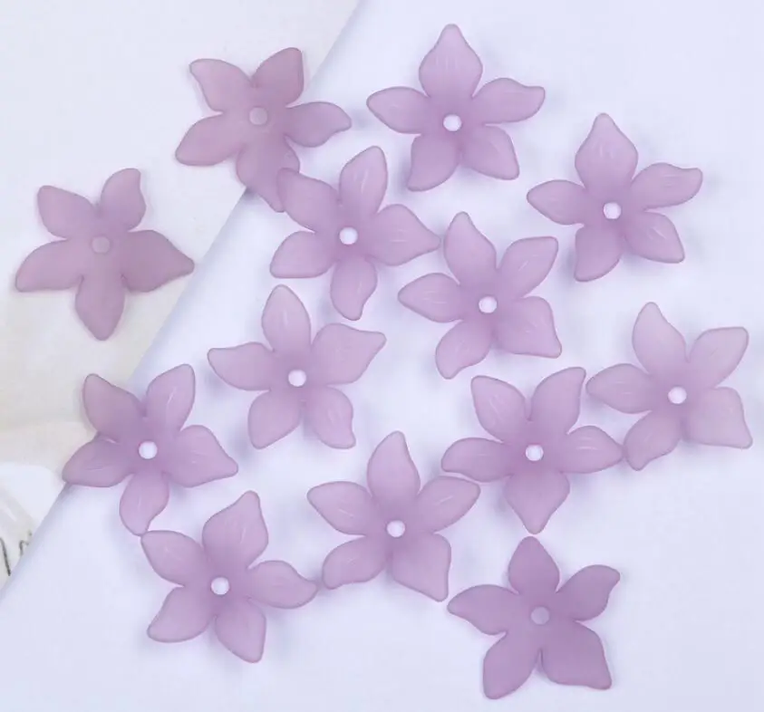 purple Модный акриловый цветок свободные бусины головной убор пластиковые бусины "сделай сам" для изготовления ювелирных изделий смешанных цветов 22 мм 100 шт y1011 - Цвет: purple