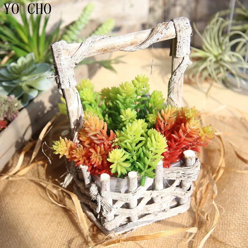 

YO CHO 1PC 6 Head Simulation Succulents Lotus Landscape Home Decoration DIY Artificial Plants Fake Flower Birthday Party Decor